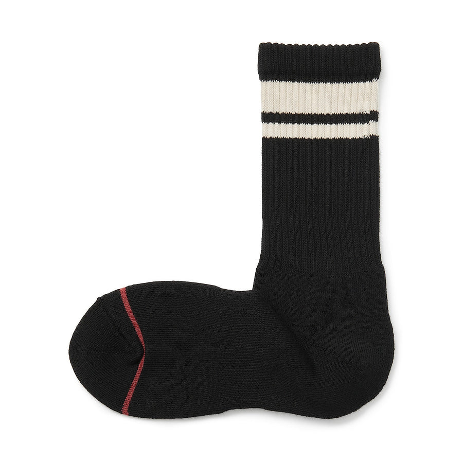 Right angle warm material pile socks(Line)Ivory s21-23cm