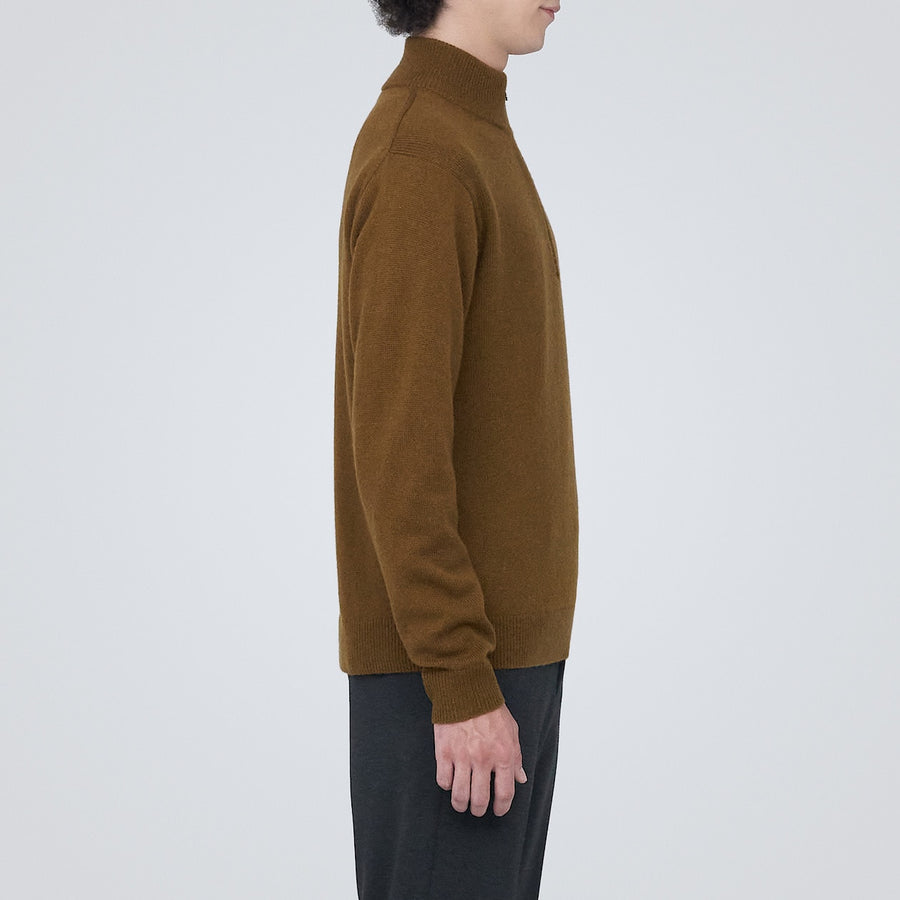 Washable mid-gauge Half zip sweater MEN XS Black