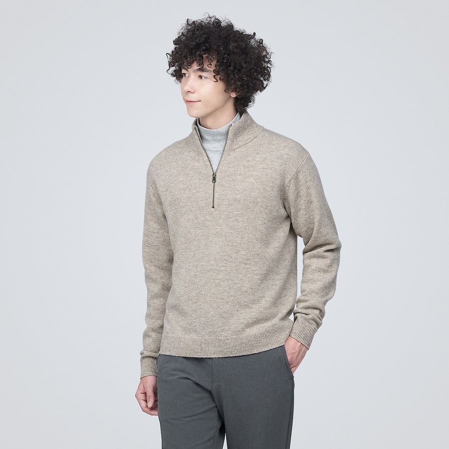 Wool Mid Gauge Half Zip Sweater – MUJI Australia