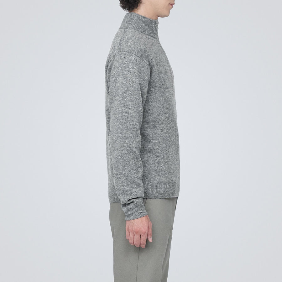 Washable mid-gauge Half zip sweater MEN XS Black