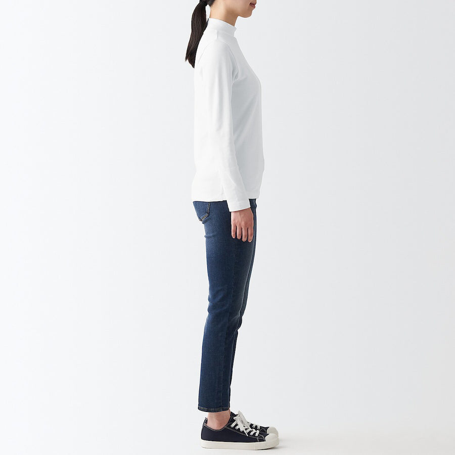 Stretch ribbed High neck L/S T-shirtLADY XS White
