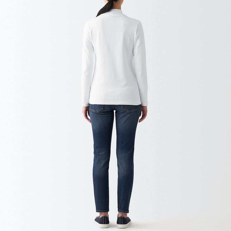 Stretch ribbed High neck L/S T-shirtLADY XS White