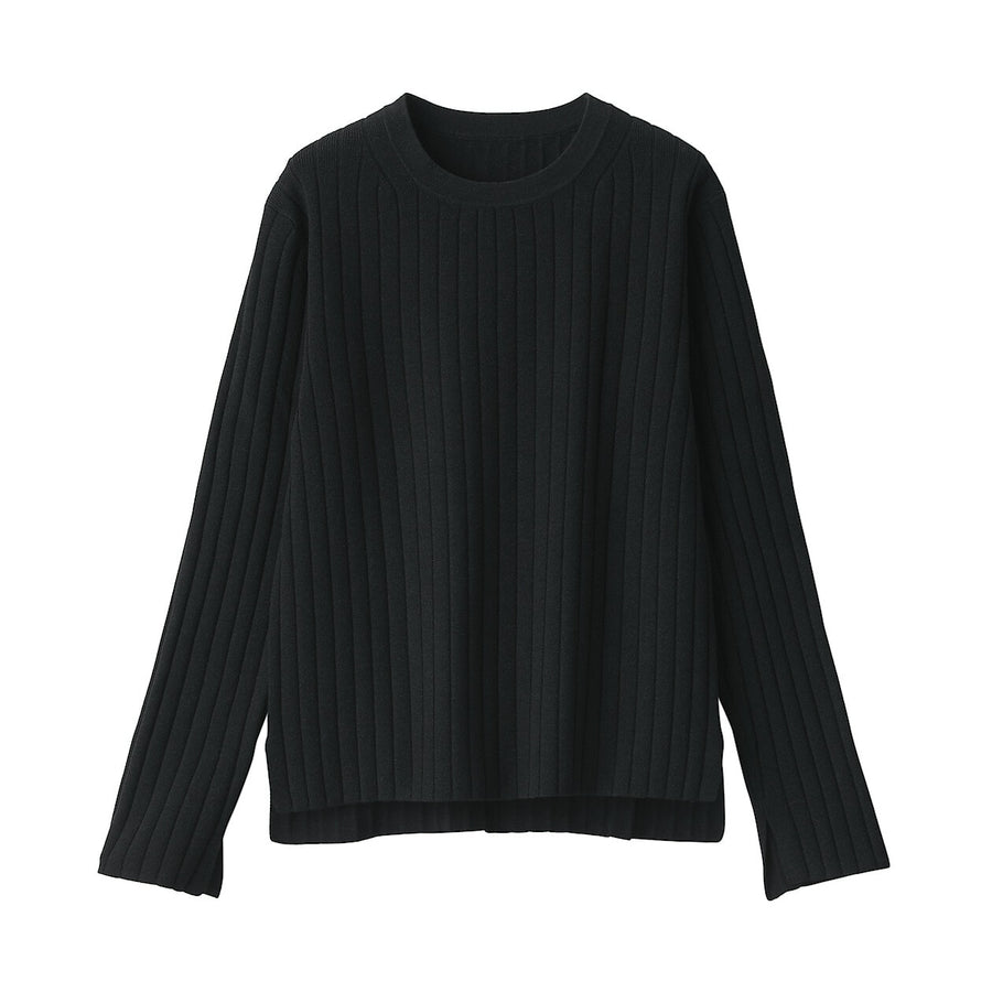 W's Soy fiber ribbed Crew neck sweaterOff whiteXS