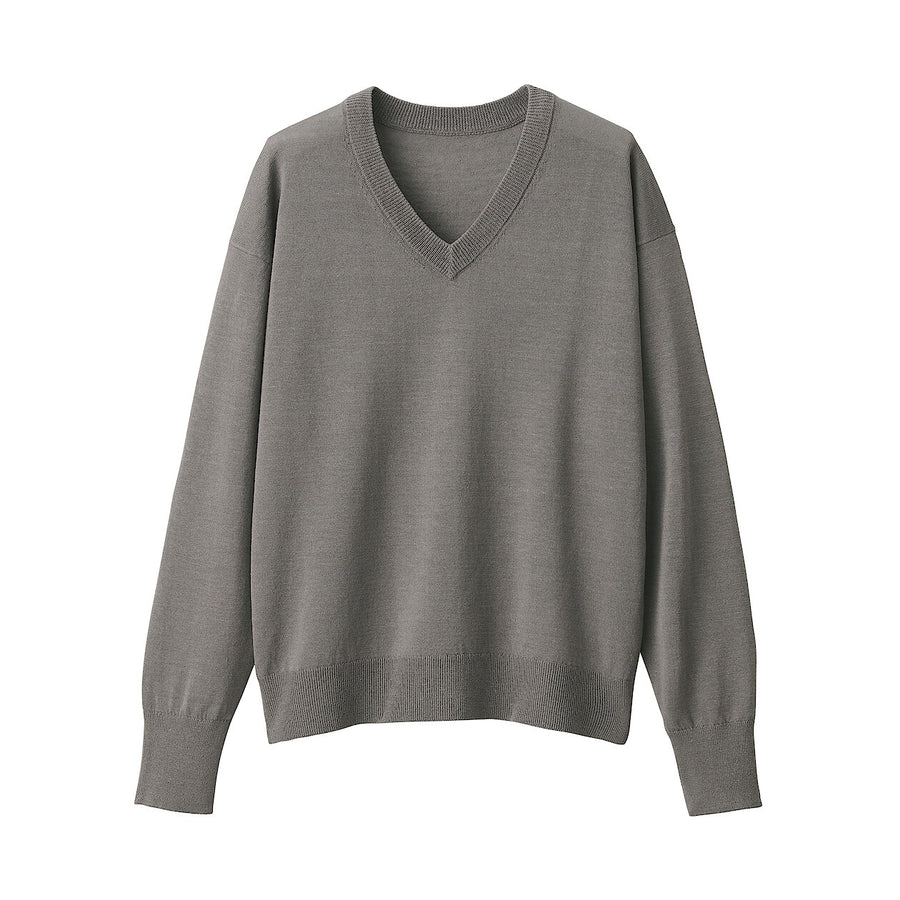 Women's Hemp blend V neck sweaterLight greyXS