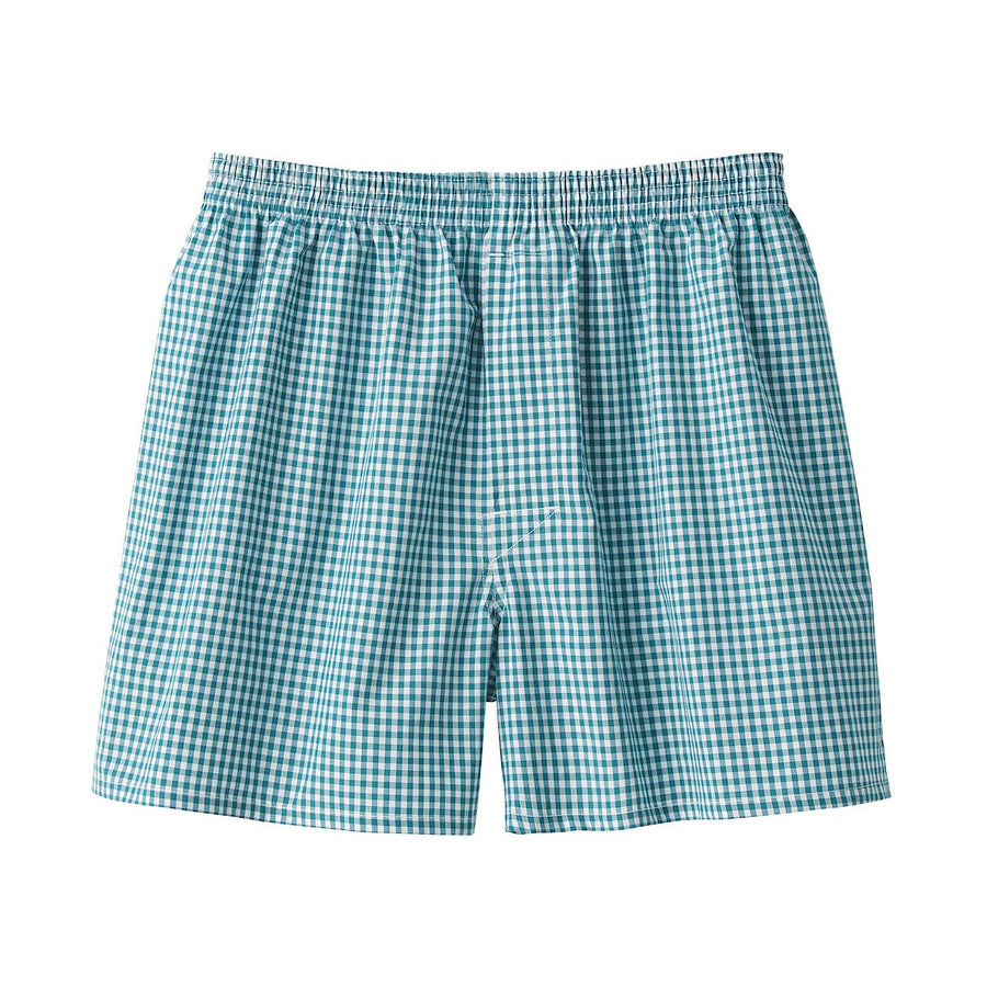 M's Broadcloth front open trunks Green checkXS