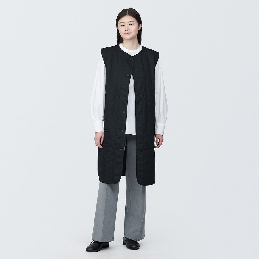 W's Kapok blend padded Long giletBlackXS