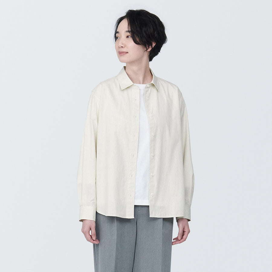 W's Washed broadcloth Regular collar L/S shirtWhiteXS