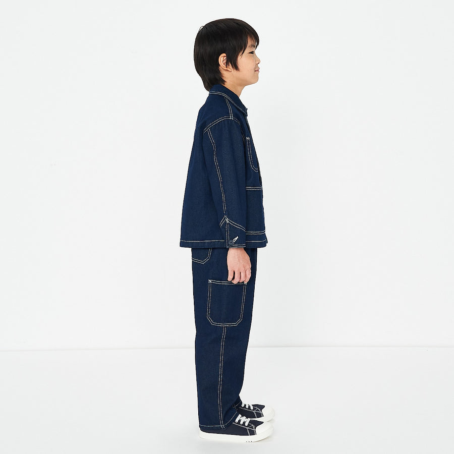 K's Cotton kapok denim wide pantsKIDS110 Dark navy