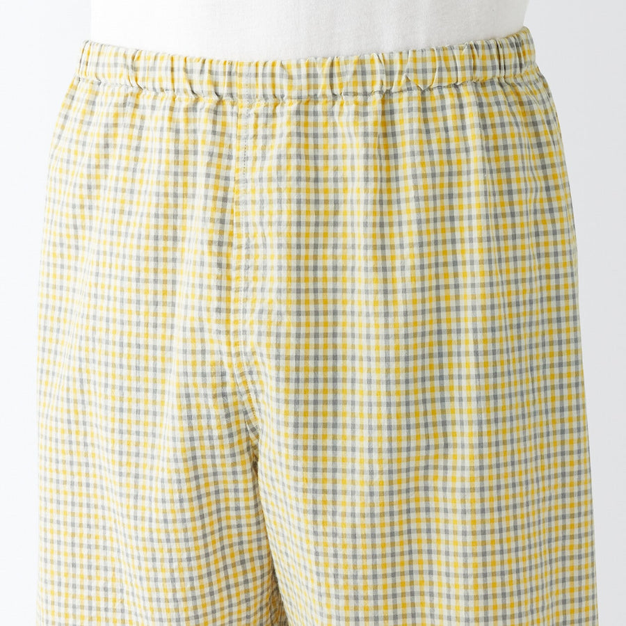 M's Side seamless sucker S/S pajamasYellow checkXS