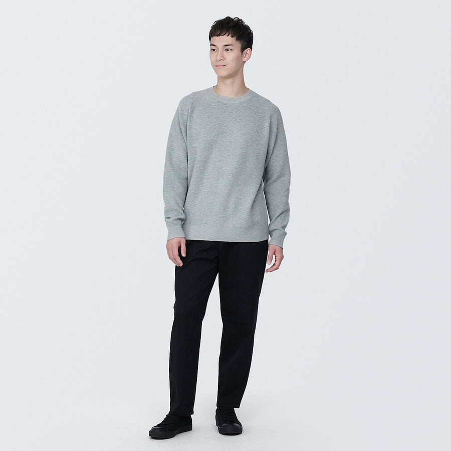 M's Washable ribbed crew neck L/S sweaterOff whiteXS