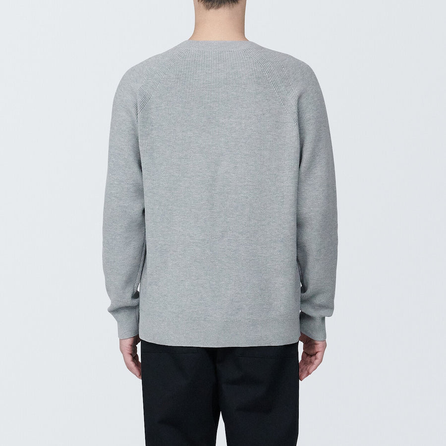 M's Washable ribbed crew neck L/S sweaterOff whiteXS