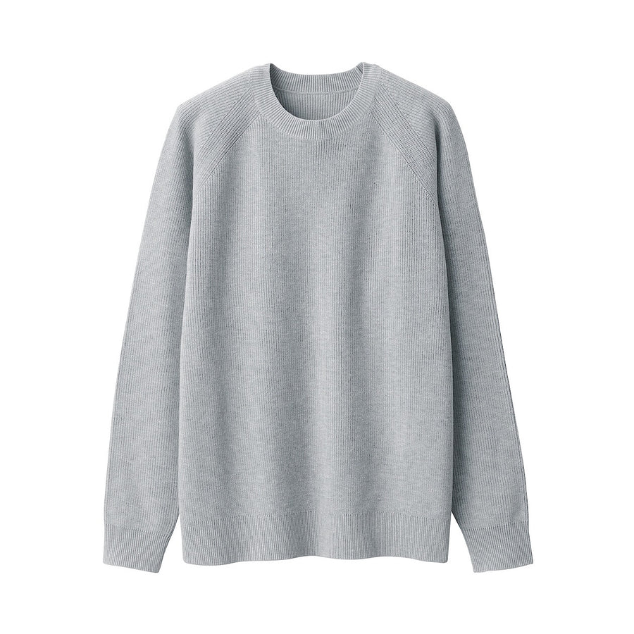 M's Washable ribbed crew neck L/S sweaterOff whiteXS