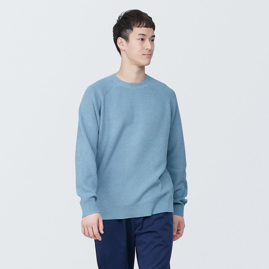 M's Washable ribbed crew neck L/S sweaterOff whiteXS