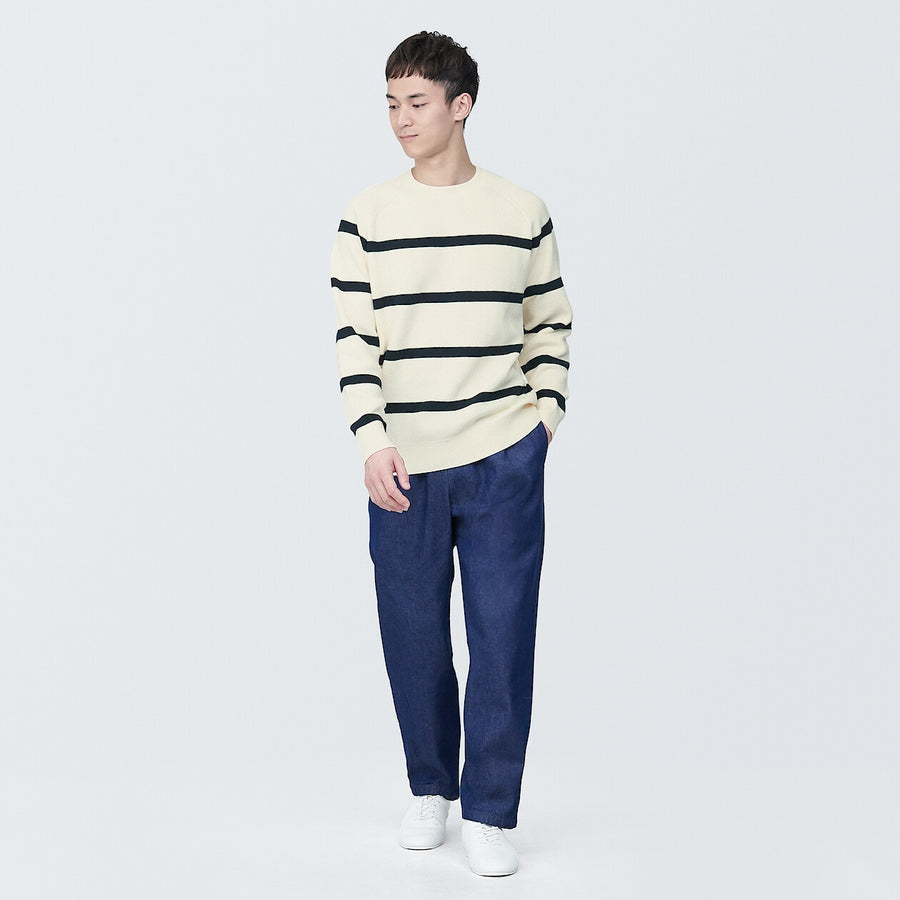 M's Washable ribbed crew neck L/S sweaterOff whiteXS