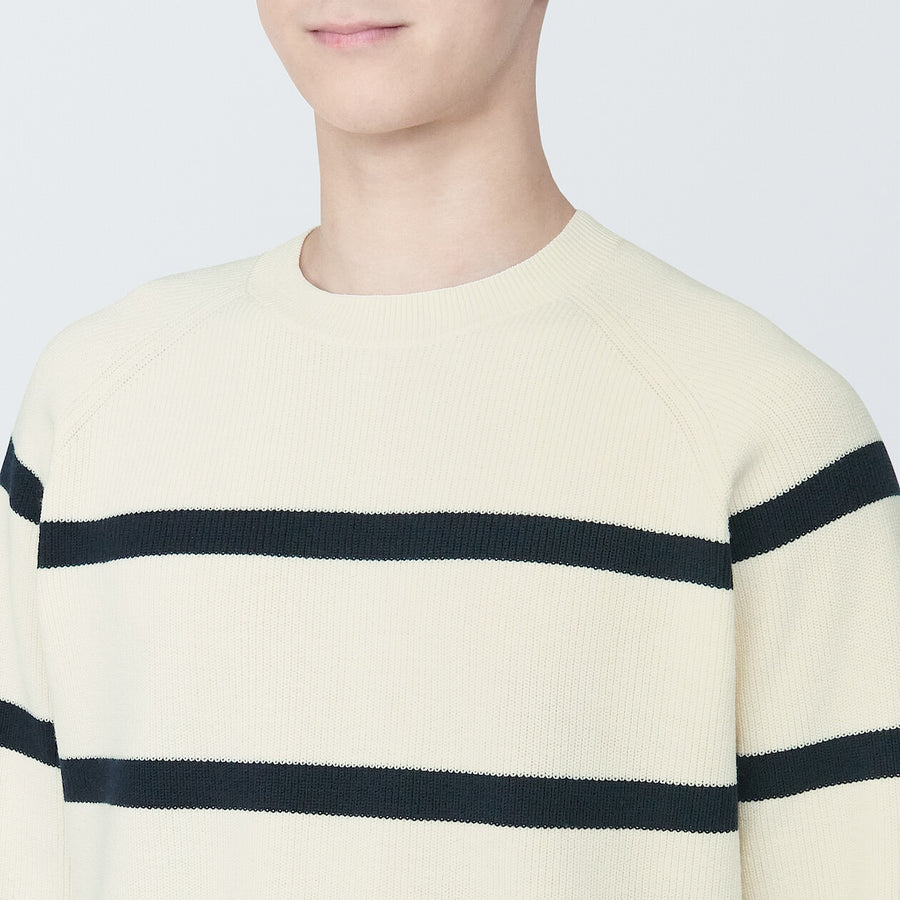 M's Washable ribbed crew neck L/S sweaterOff whiteXS