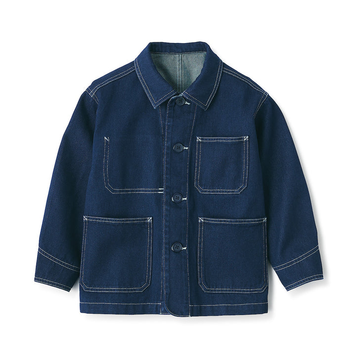 K's Cotton kapok denim jacketKIDS110 Dark navy