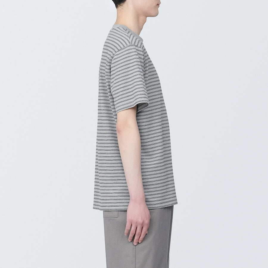 Men's Jersey striped crew neck S/S T-shirtGrey stripeXS