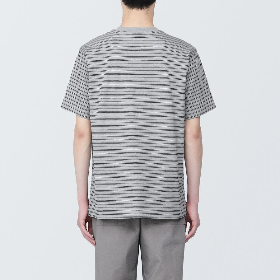 Men's Jersey striped crew neck S/S T-shirtGrey stripeXS