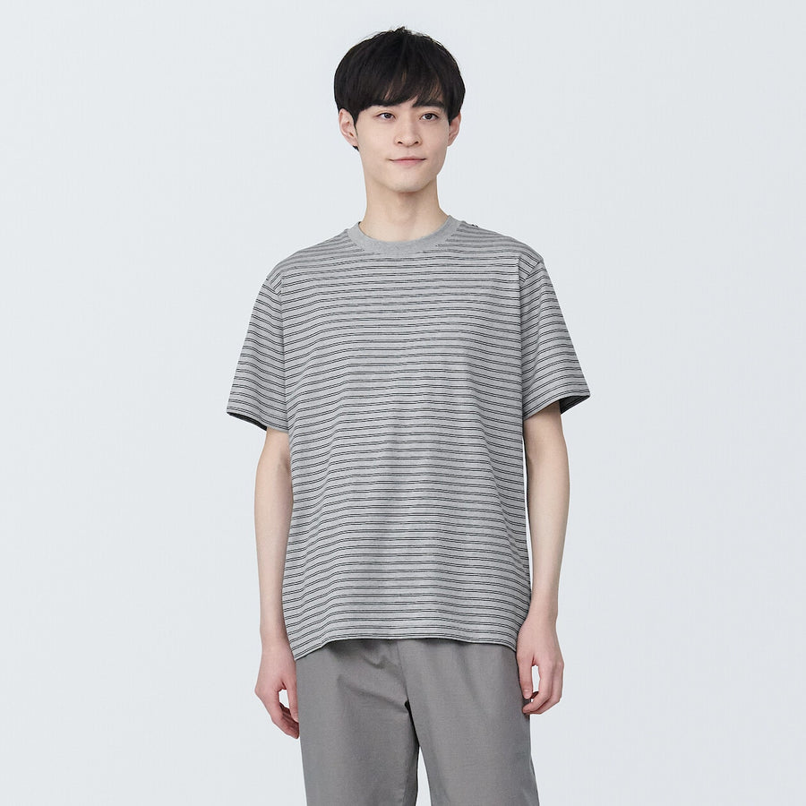 Men's Jersey striped crew neck S/S T-shirtGrey stripeXS