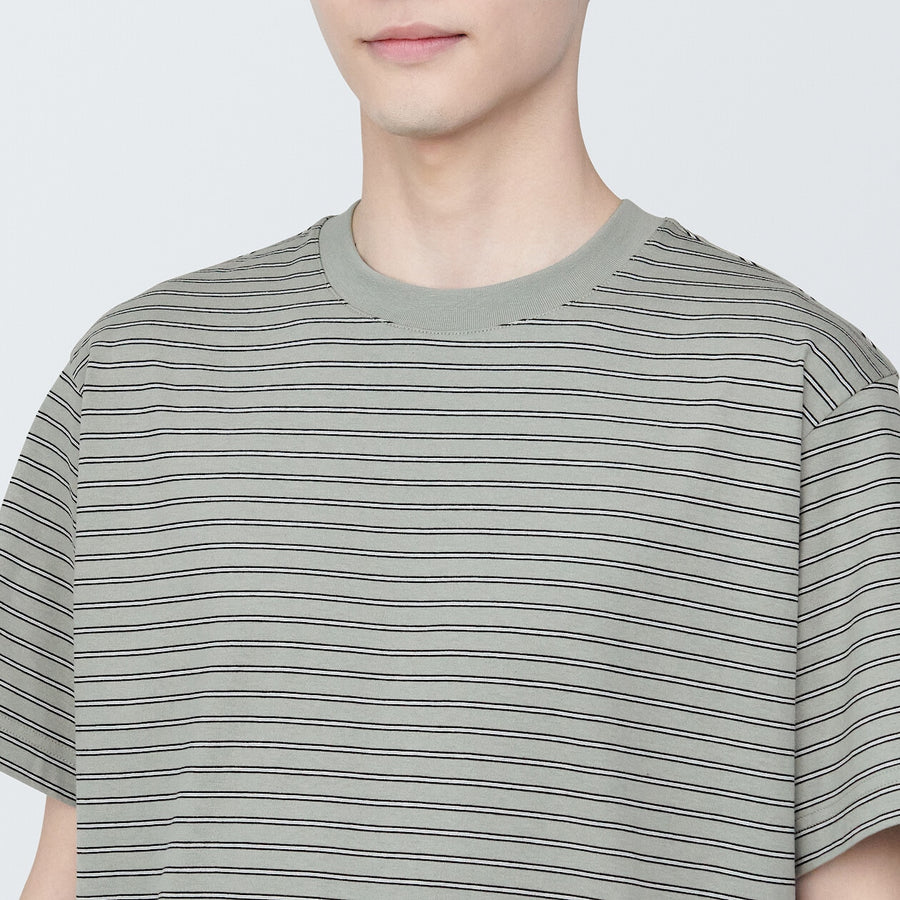 Men's Jersey striped crew neck S/S T-shirtGrey stripeXS