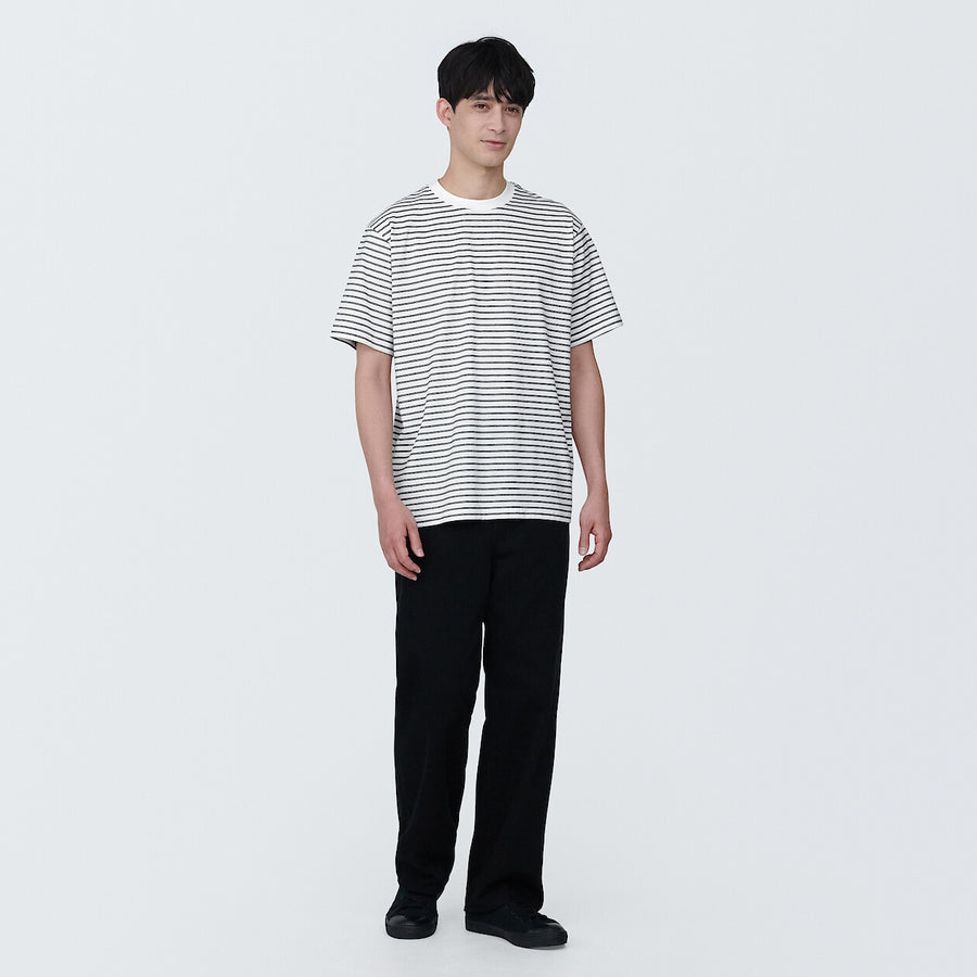 Men's Jersey striped crew neck S/S T-shirtGrey stripeXS