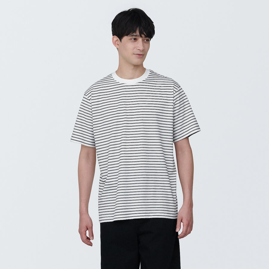 Men's Jersey striped crew neck S/S T-shirtGrey stripeXS