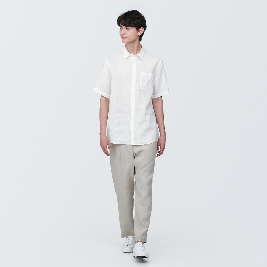 M's Linen washed S/S shirtWhiteXS