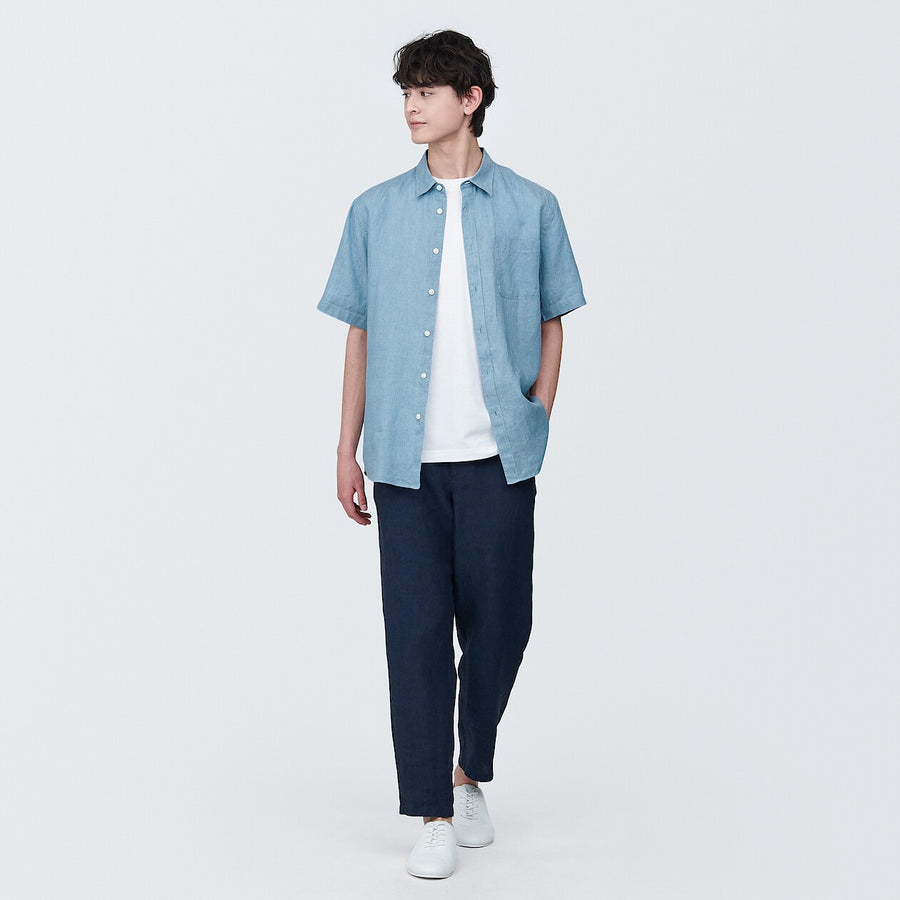 M's Linen washed S/S shirtWhiteXS