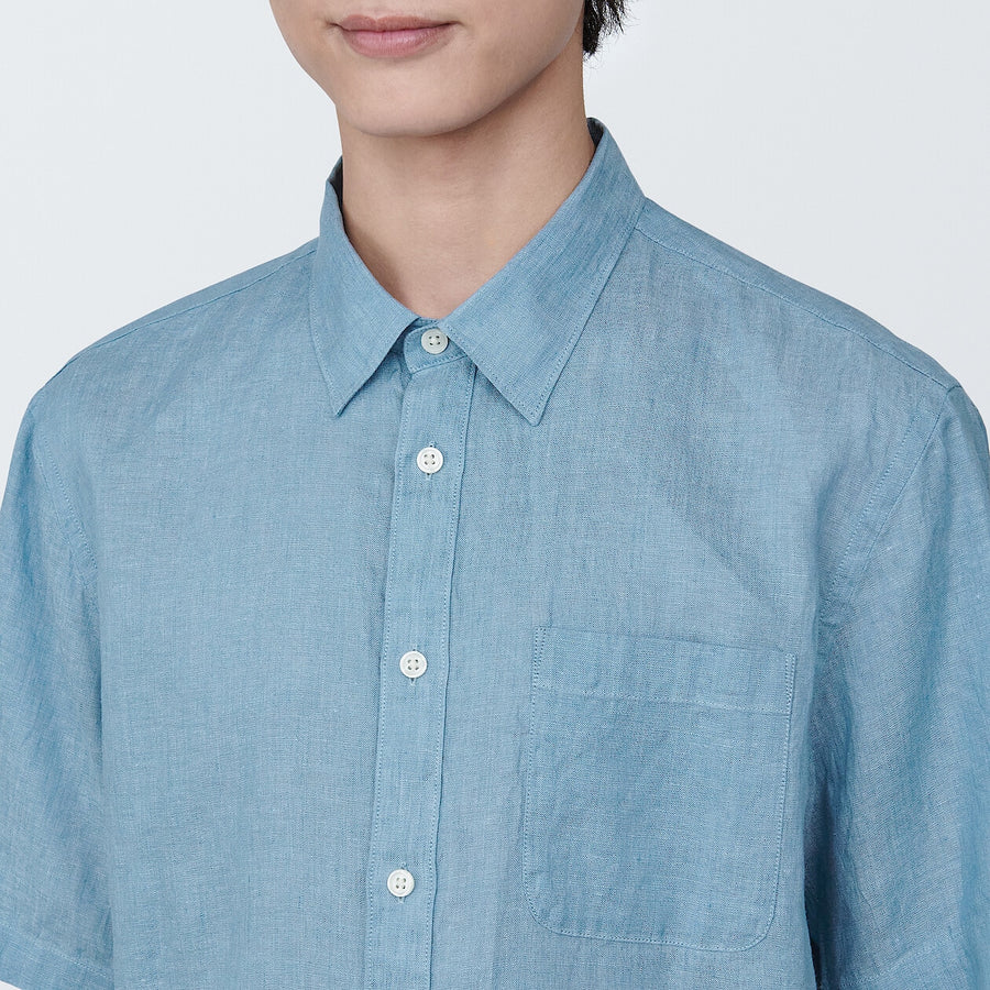 M's Linen washed S/S shirtWhiteXS