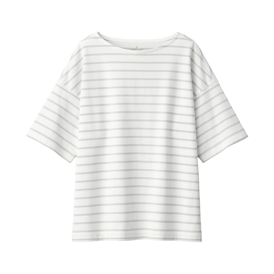 Women's Border Boat neck S/S T-ShirtLight gray stripeXS