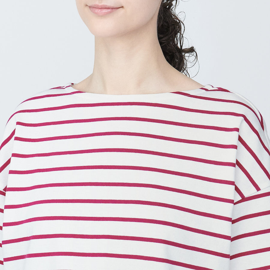 Women's Border Boat neck S/S T-ShirtLight gray stripeXS