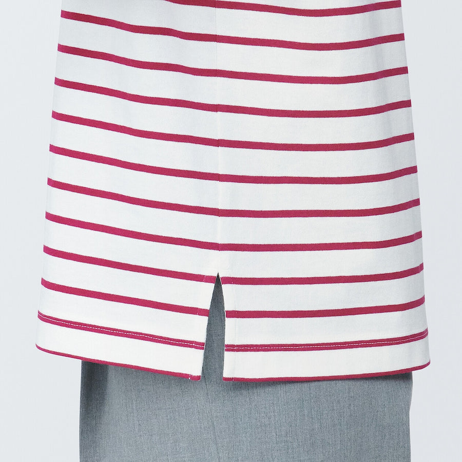 Women's Border Boat neck S/S T-ShirtLight gray stripeXS