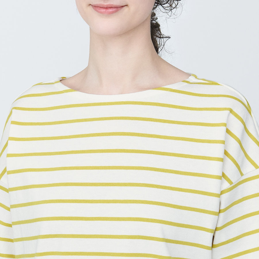 Women's Border Boat neck S/S T-ShirtLight gray stripeXS