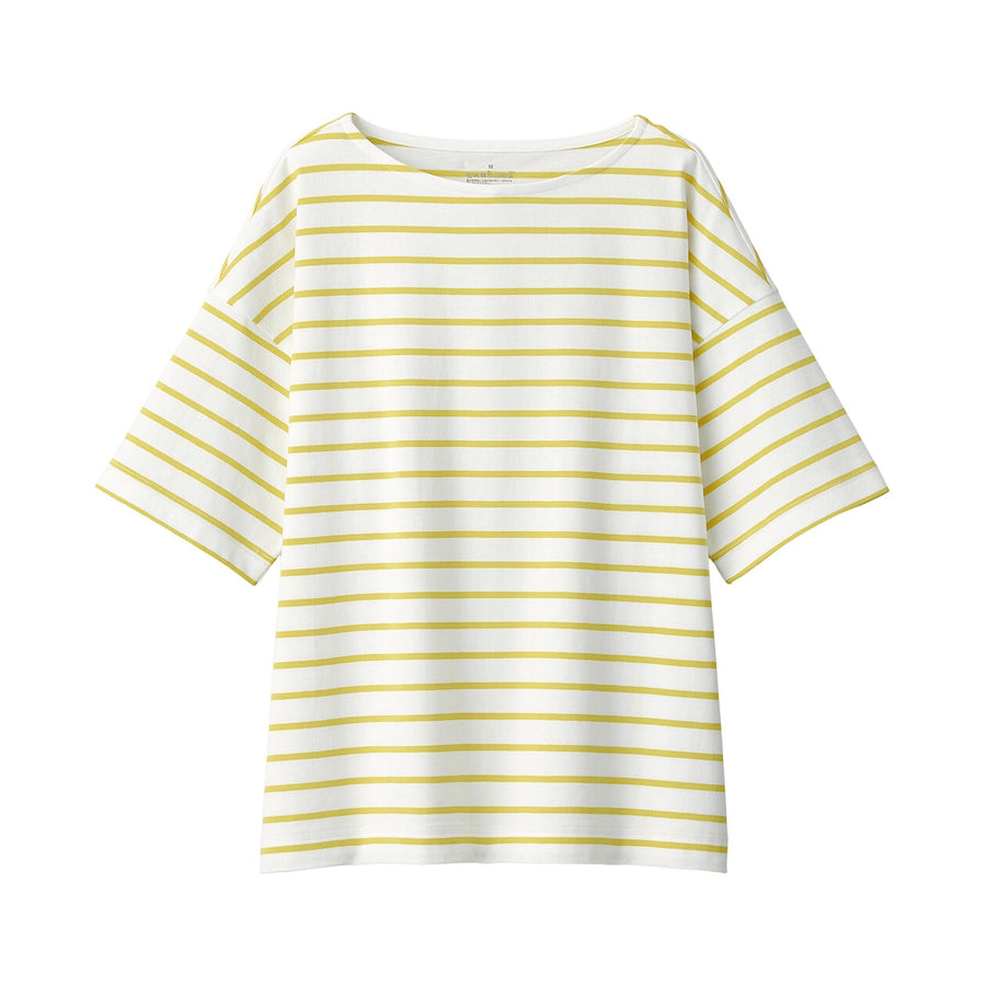 Women's Border Boat neck S/S T-ShirtLight gray stripeXS