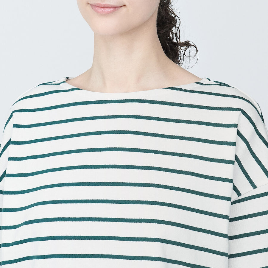 Women's Border Boat neck S/S T-ShirtLight gray stripeXS