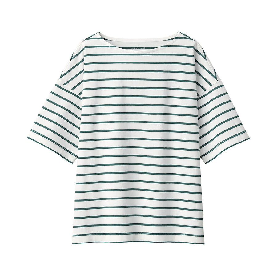 Women's Border Boat neck S/S T-ShirtLight gray stripeXS