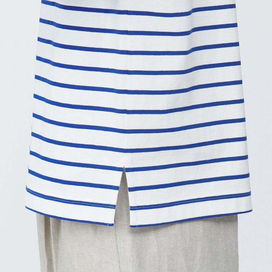 Women's Border Boat neck S/S T-ShirtLight gray stripeXS