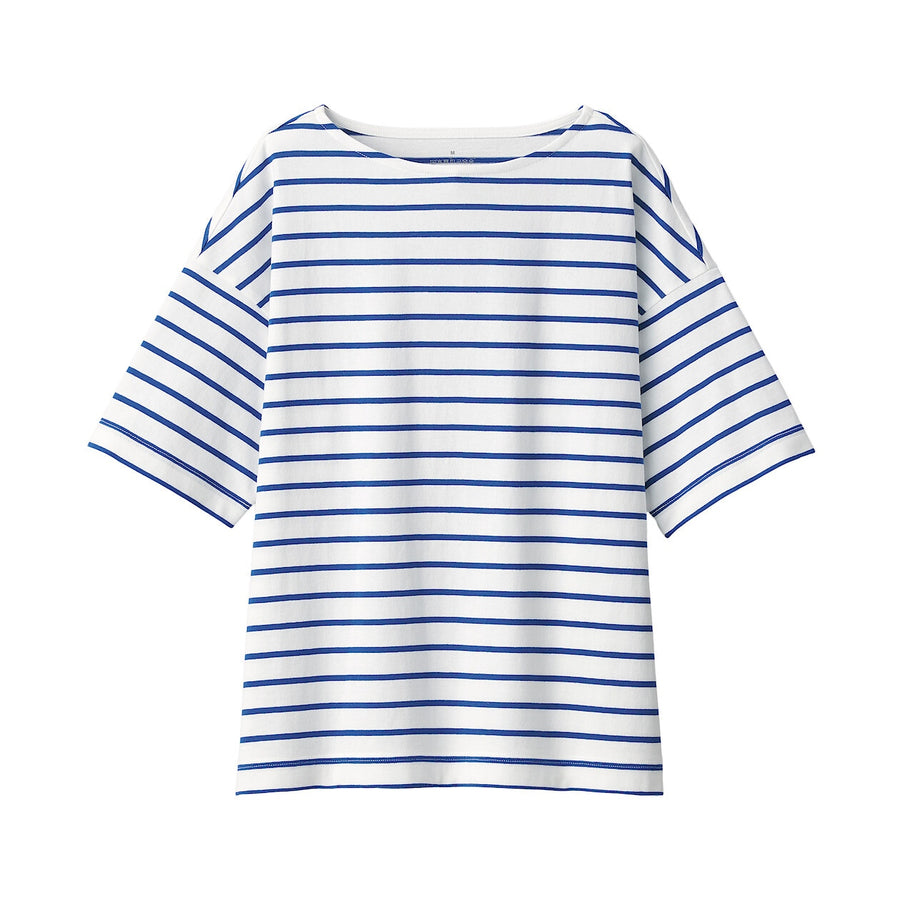 Women's Border Boat neck S/S T-ShirtLight gray stripeXS