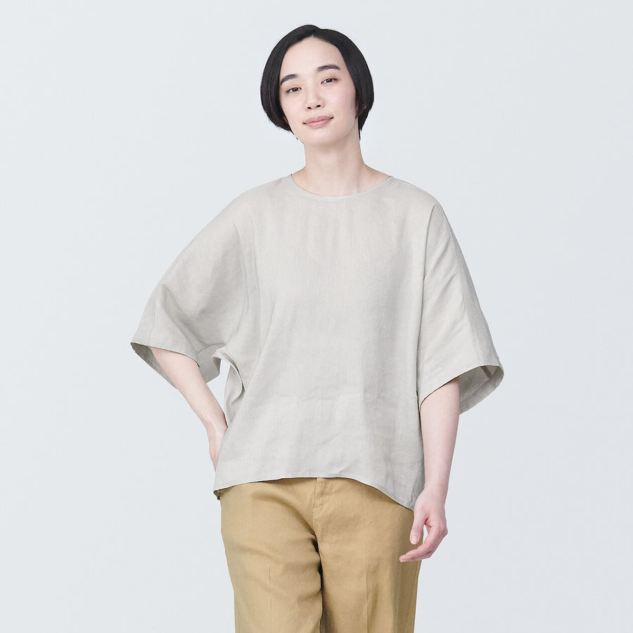 Women's Hemp rayon  S/S blouse Off whiteXS