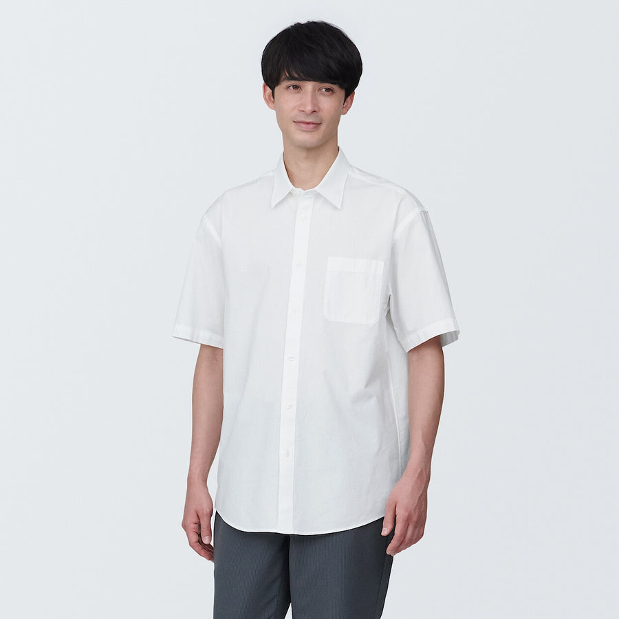 M's Washed broad S/S shirtWhiteXS