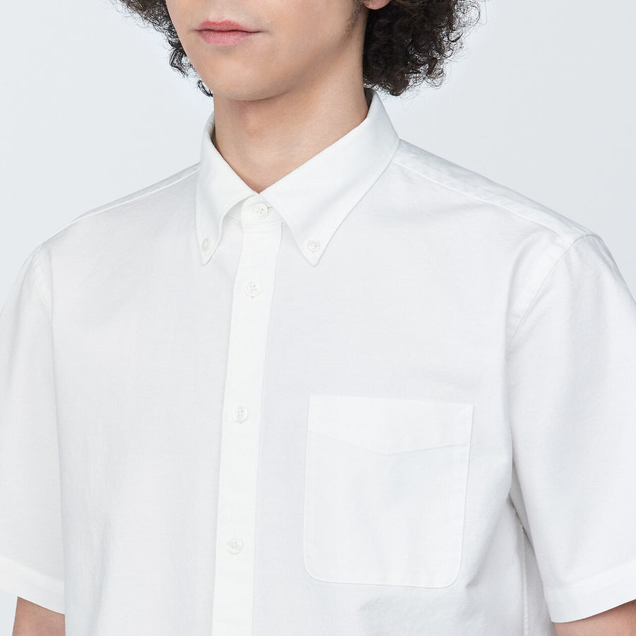 M's Washed oxford button down S/S shirtWhiteXS