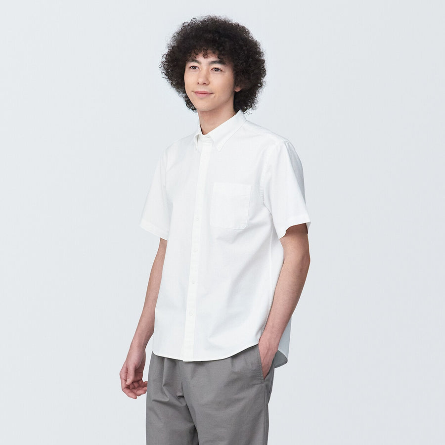 M's Washed oxford button down S/S shirtWhiteXS