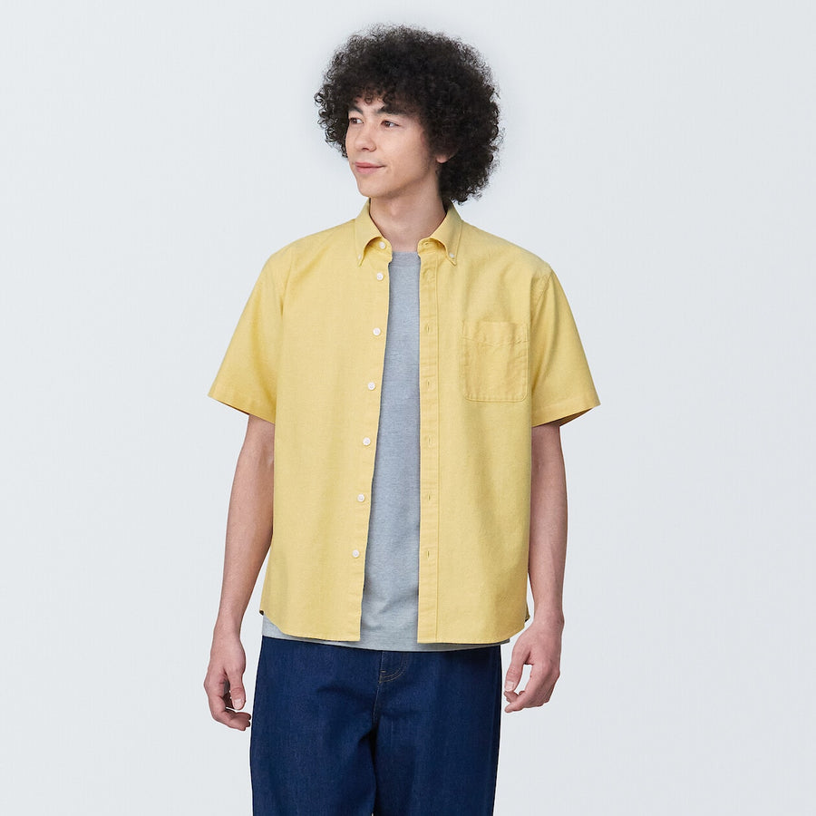 M's Washed oxford button down S/S shirtWhiteXS