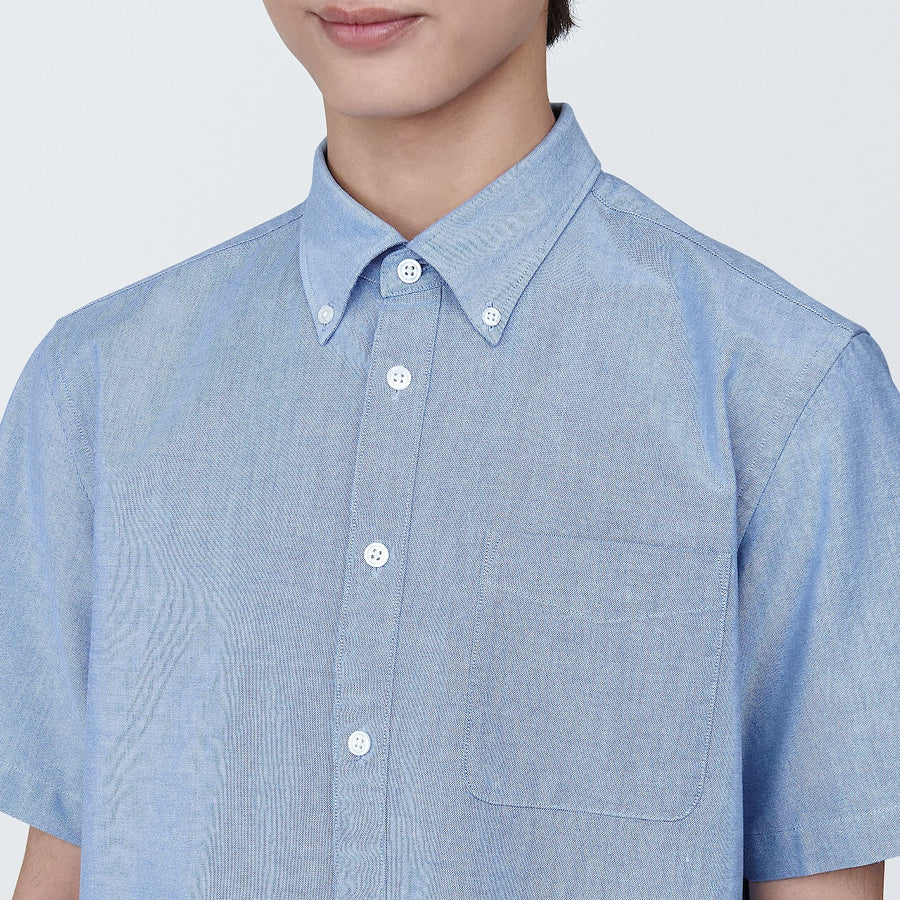 M's Washed oxford button down S/S shirtWhiteXS