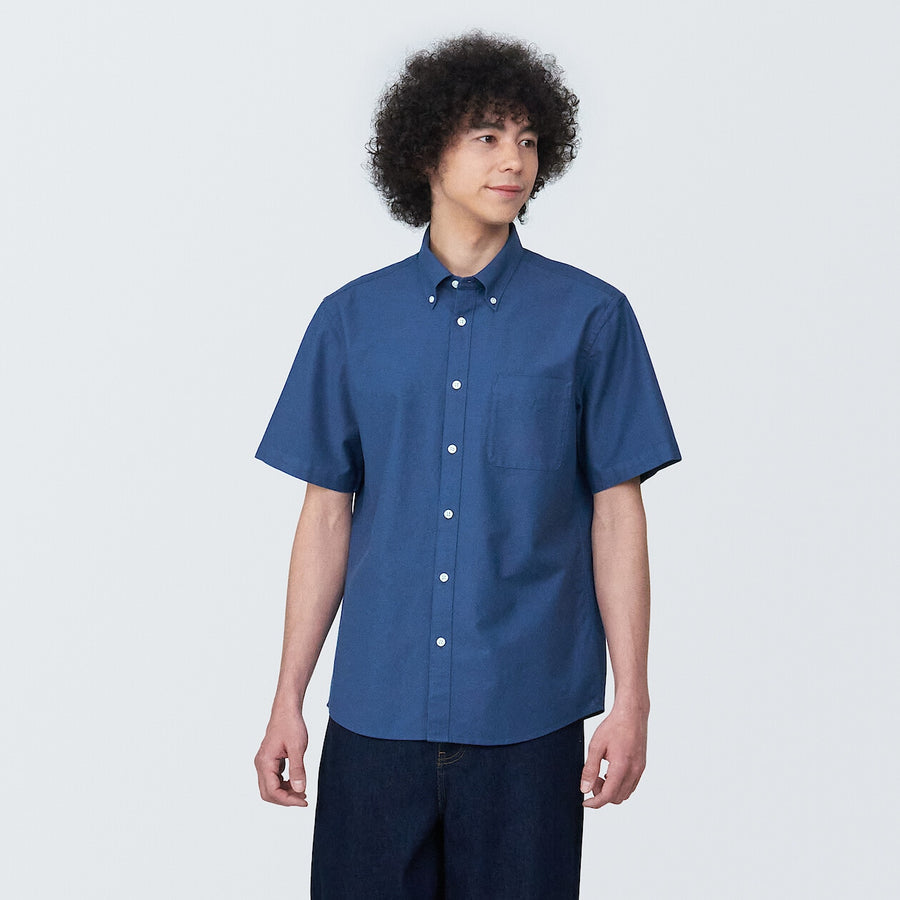 M's Washed oxford button down S/S shirtWhiteXS