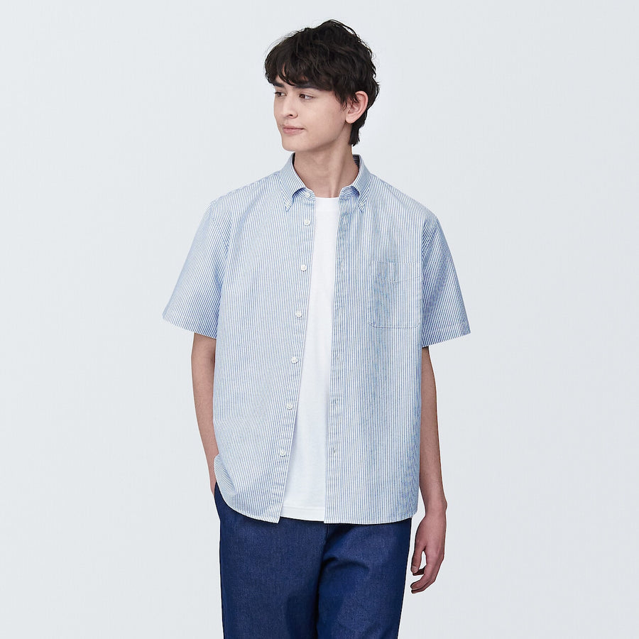 M's Washed oxford button down S/S shirtWhiteXS