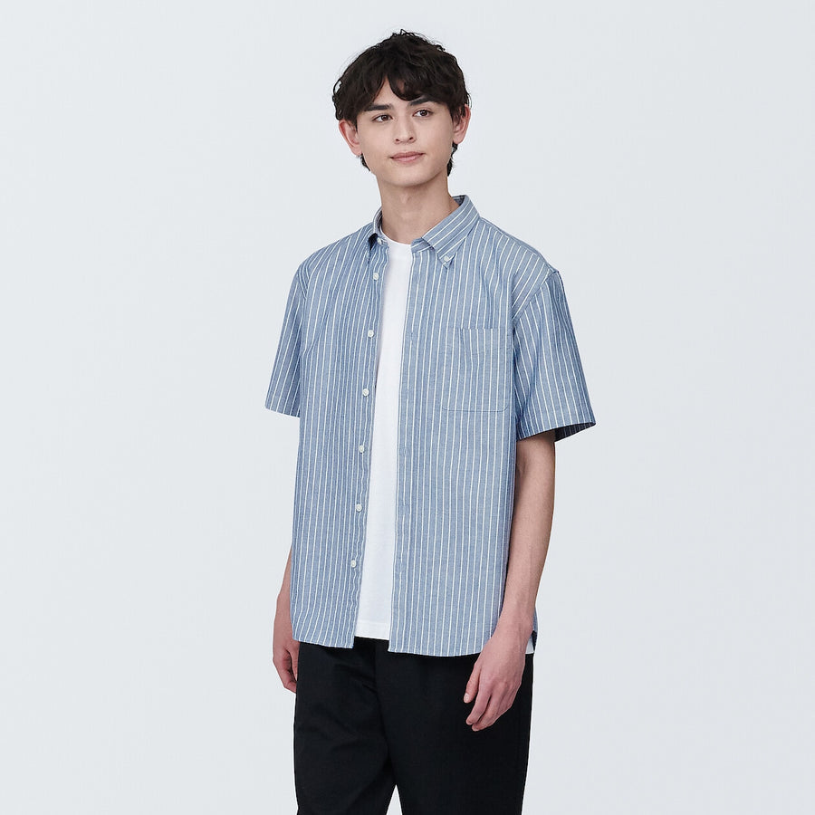 M's Washed oxford button down S/S shirtWhiteXS