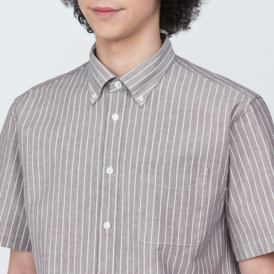 M's Washed oxford button down S/S shirtWhiteXS