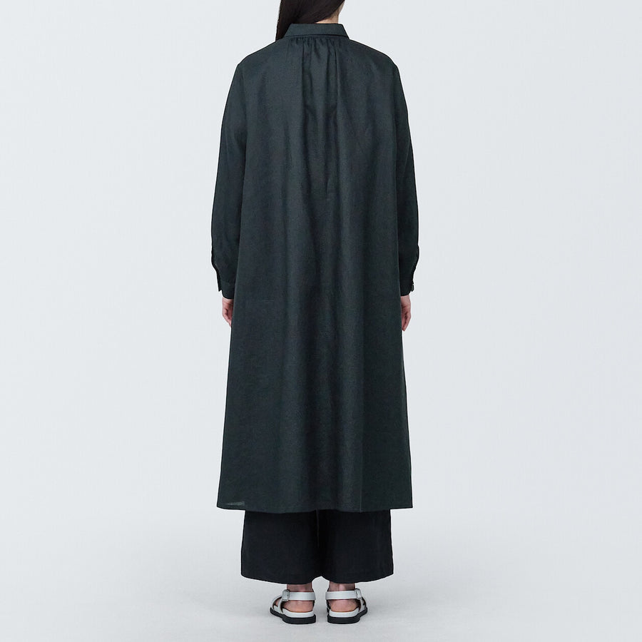 Women's Washed linen L/S dressBlackXS