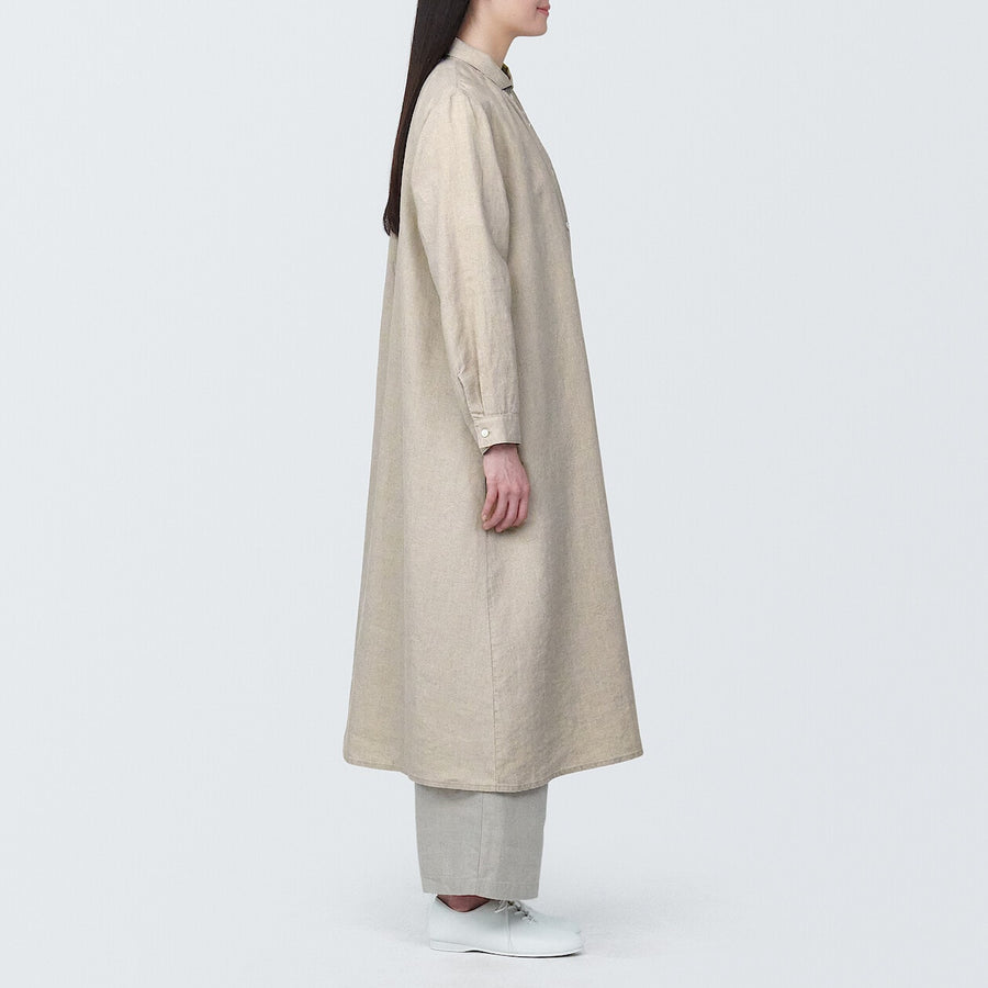 Women's Washed linen L/S dressBlackXS